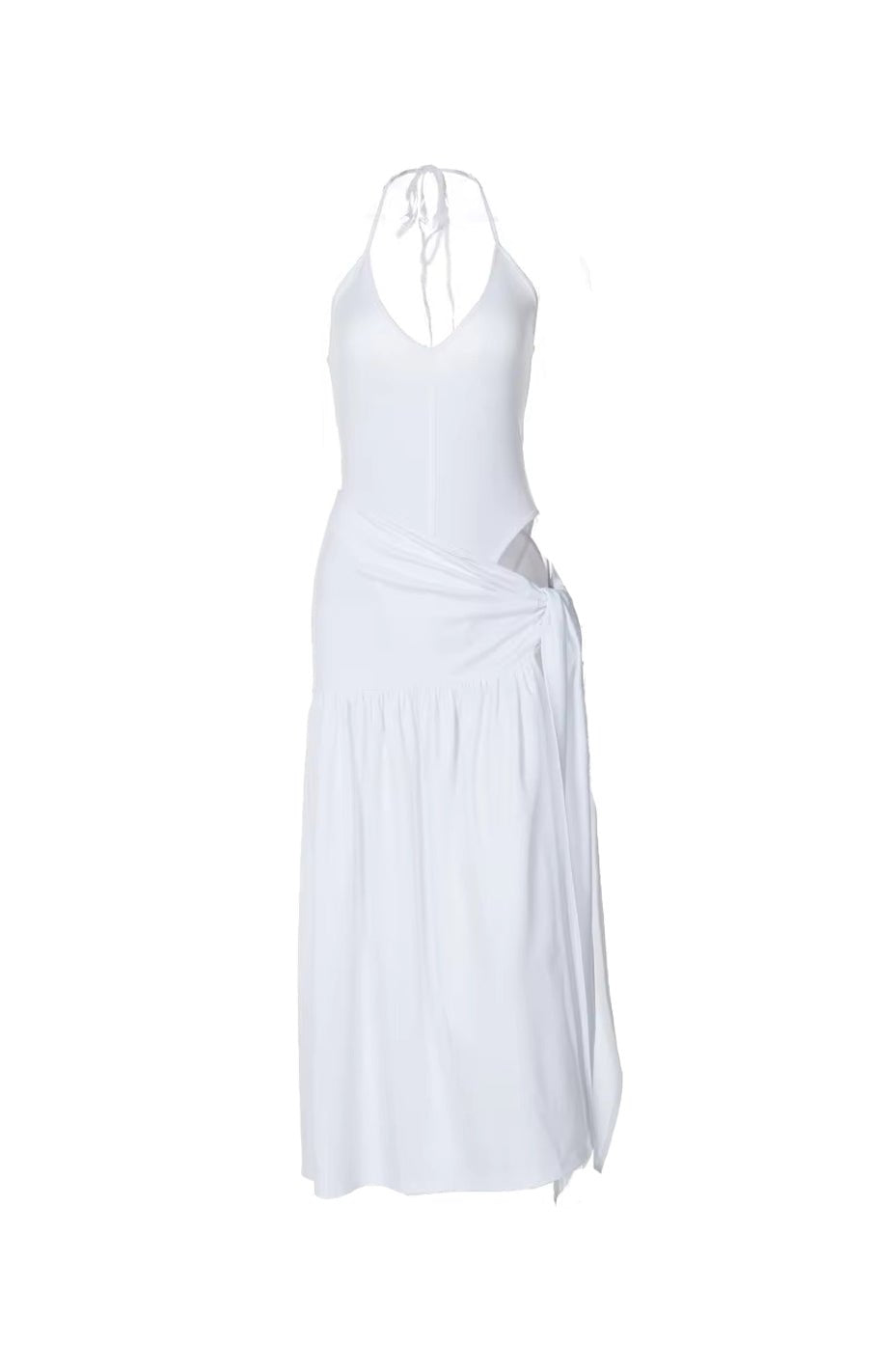 V-Neck Bodysuit Wrap Skirt Set