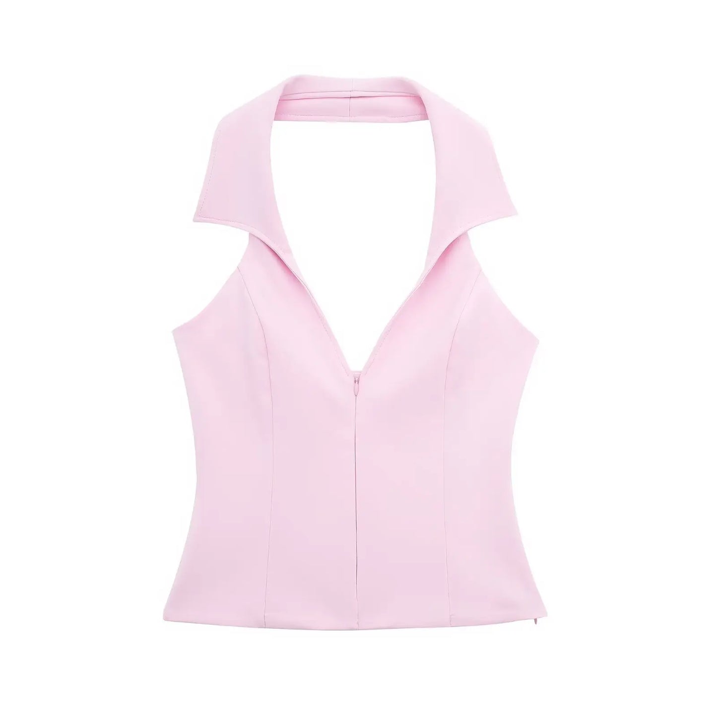 V-Neck Zipper Top & Skort Two Piece Set