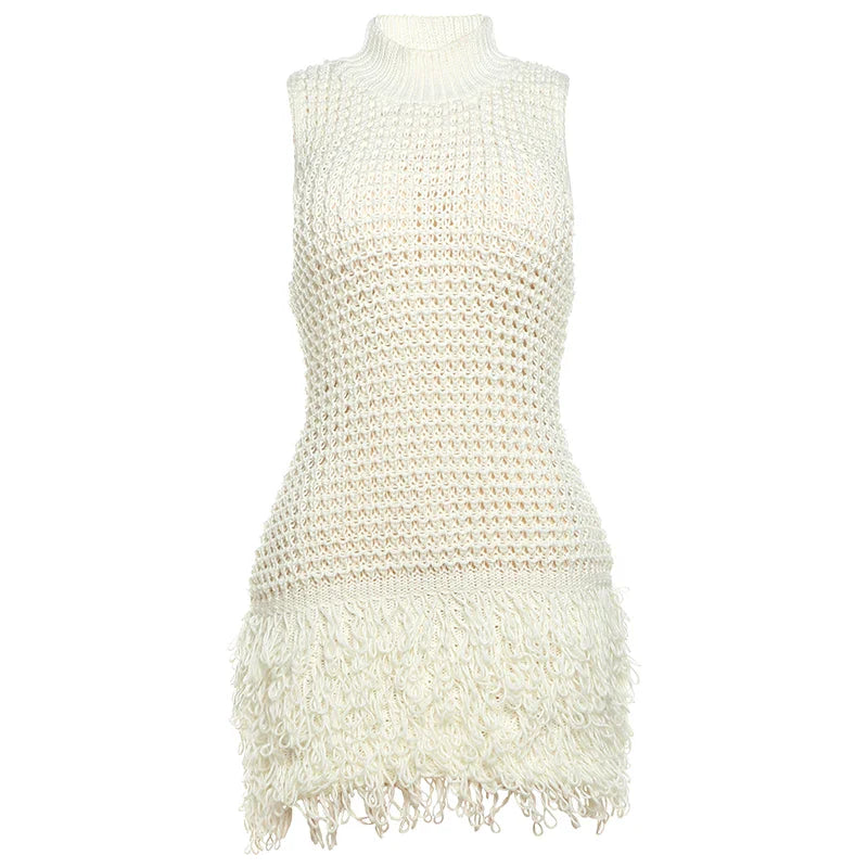 Georgia Beach Crochet Tassel Hem Bodycon Dress
