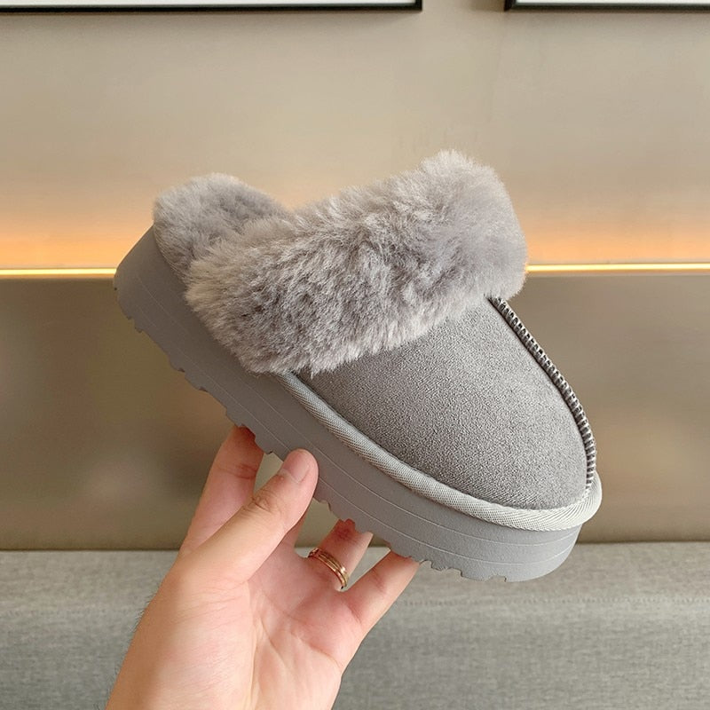 Fur Slip on Platform Slides