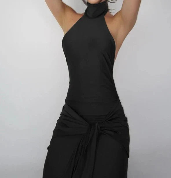 Bandage Sleeveless Halter Neck Body Tie Maxi Dress