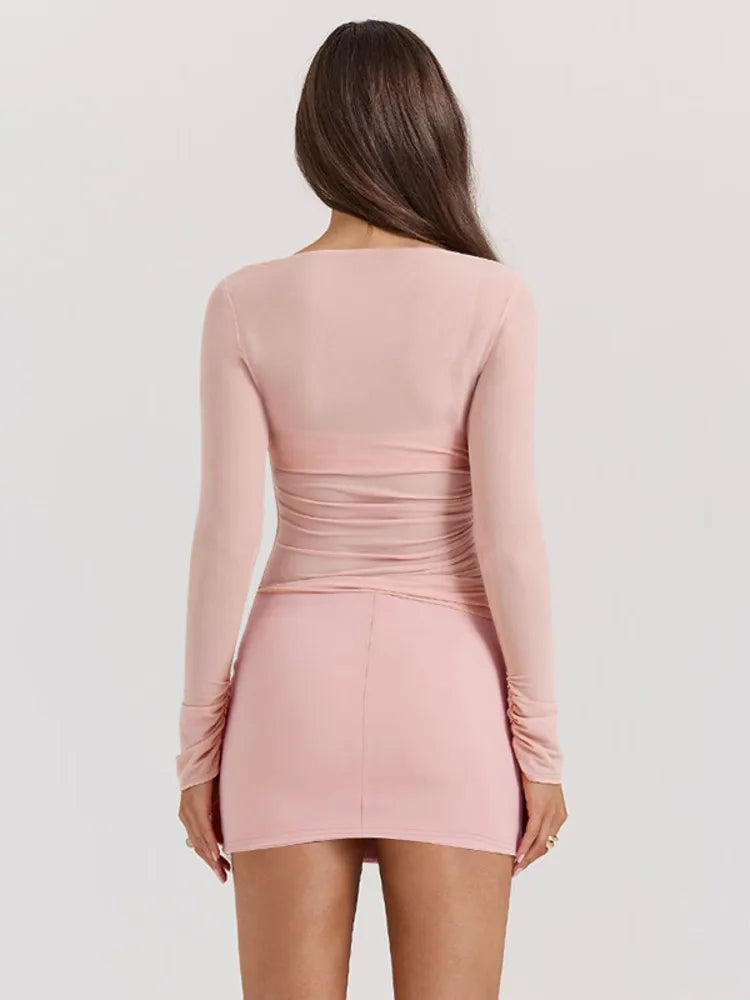 Two Piece Top And Mini Bodycon Skirt Set