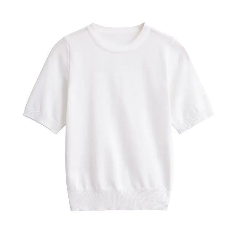 Basics Casual Knitted Short Sleeve Sweater