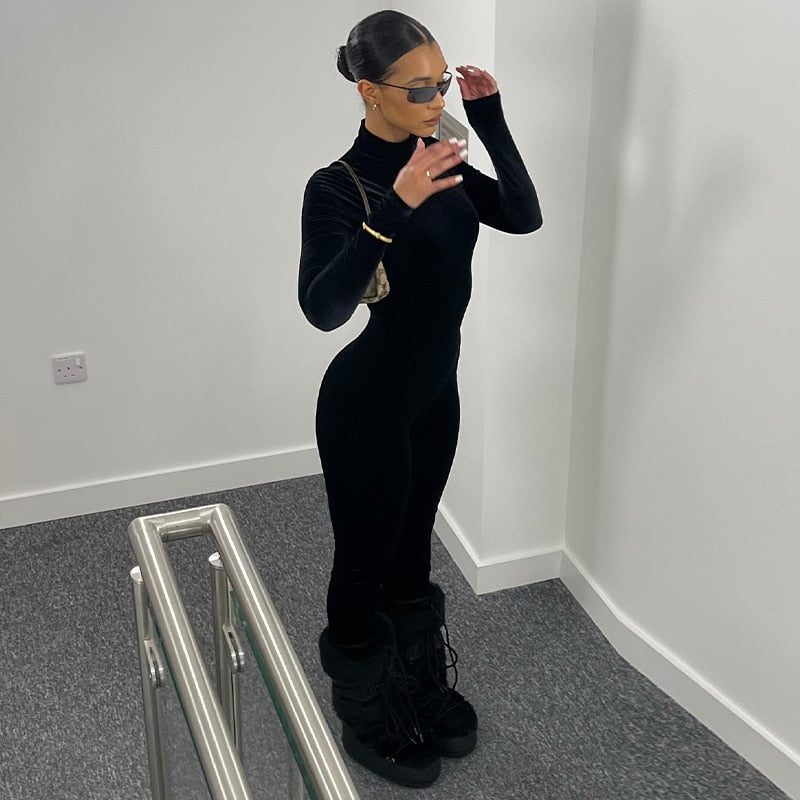 Autumn Velvet Y2K Long Sleeve Jumpsuit