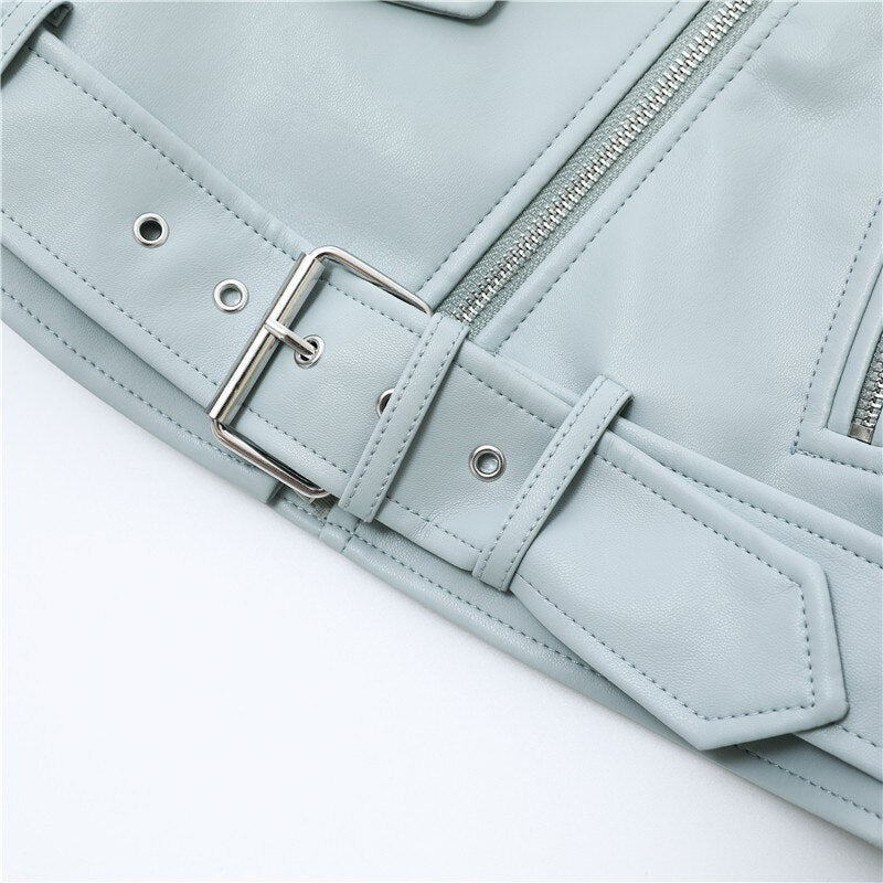 Belted Faux Leather Jacket