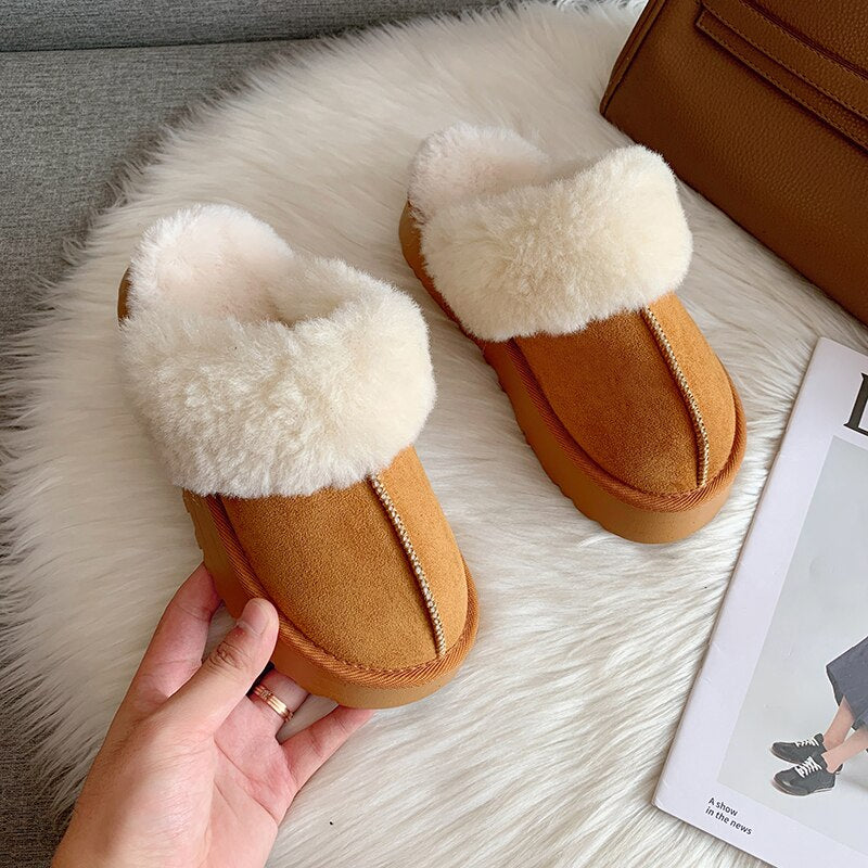 Fur Slip on Platform Slides