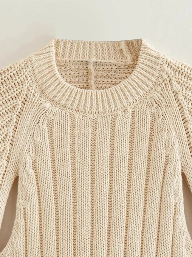 Chic Beige Knitted Backless Bow Tie Sweater