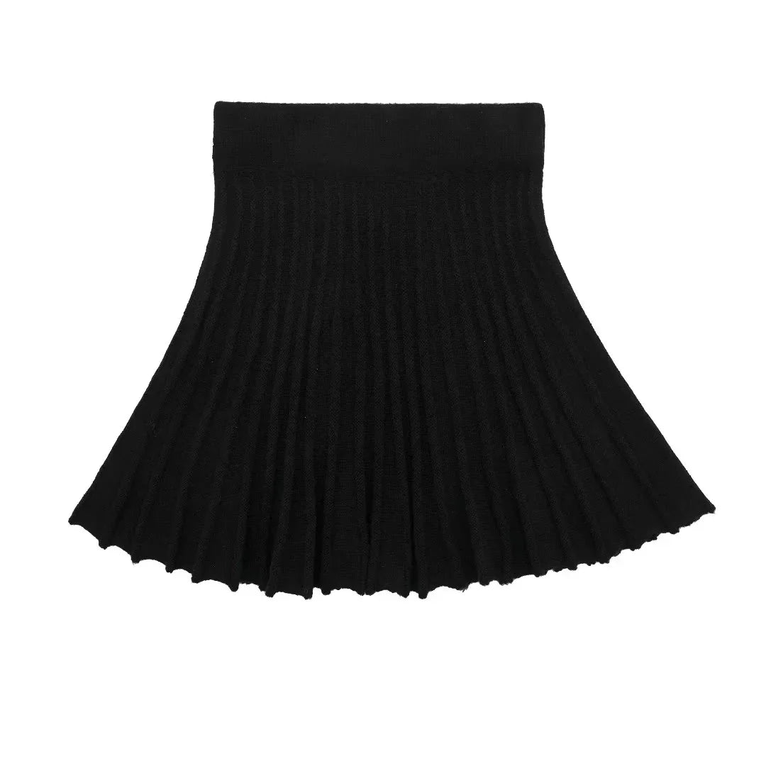 Turtle Neck Knitted Sweater Skirt Set