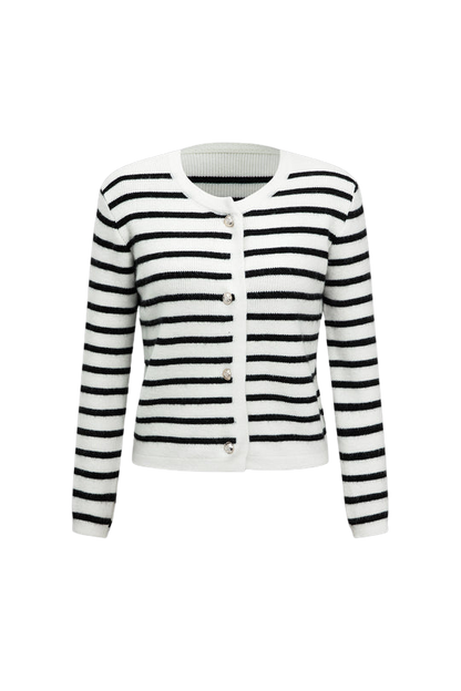 Striped Knit Cardigan & Shorts Two Piece Set