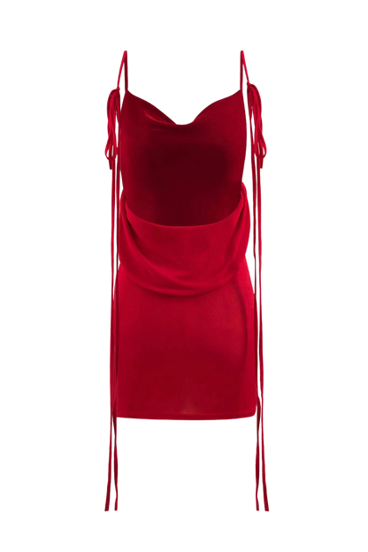 Spaghetti Strap Draped Backless Mini Dress