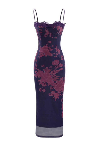 Luxe Floral Bodycon Maxi Dress