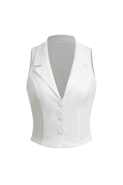 Large Pleated Mini Skirt V Neck Suit