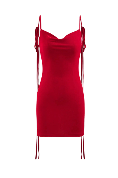 Spaghetti Strap Draped Backless Mini Dress