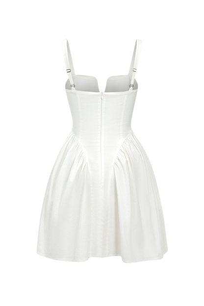 Elegant Puff Pleated Hem A-line Dress