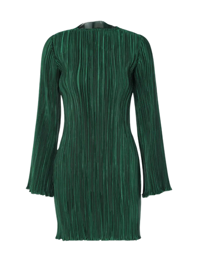 Flare Sleeve Plisse Mini Dress