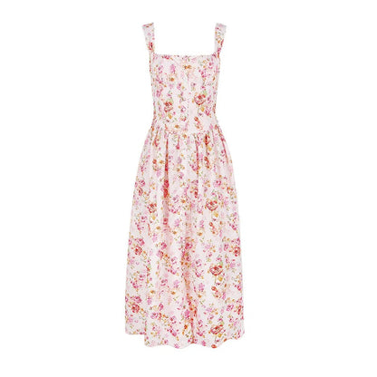 Floral Print Lace Up Midi Dress
