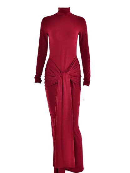 Luxe High Neck Long Sleeve Maxi Bodycon Dress