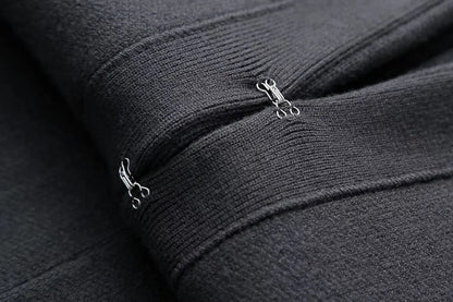Two Piece V-Neck High Waist Knitted Mini Skirt Suit