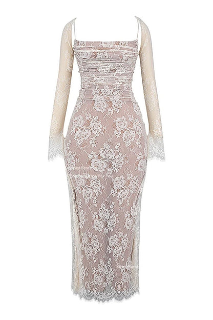 Elegant Lace Long Sleeve Maxi Dress