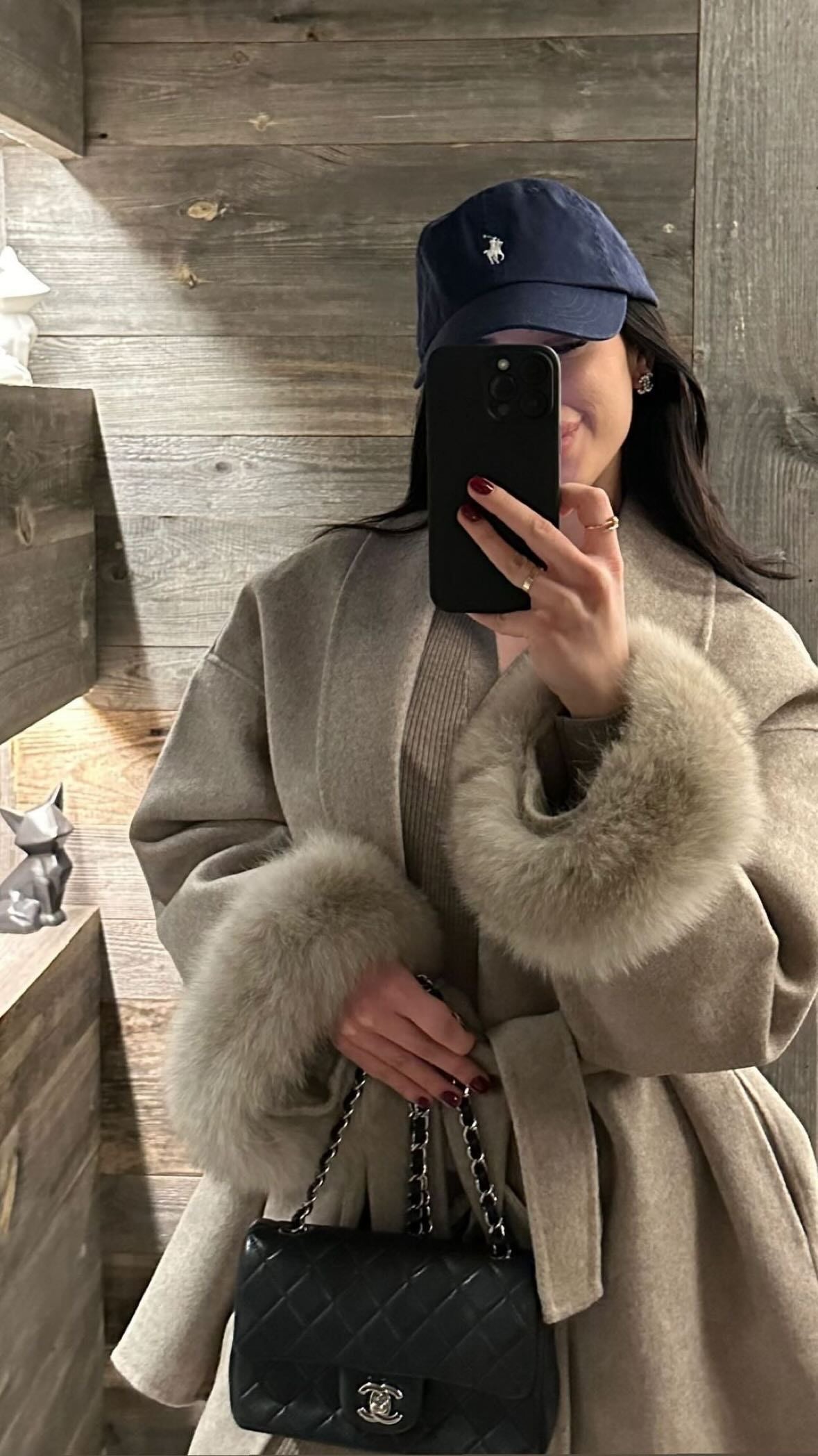 100% Wool Fur Trim Long Sleeve Coat