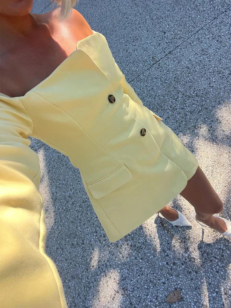 Long Sleeve Off-Shoulder Blazer Mini Dress