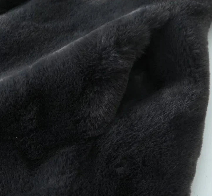 Black Soea Faux Fur Long Sleeve Coat