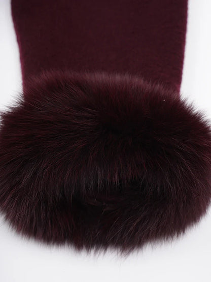 100% Wool Fur Trim Long Sleeve Coat
