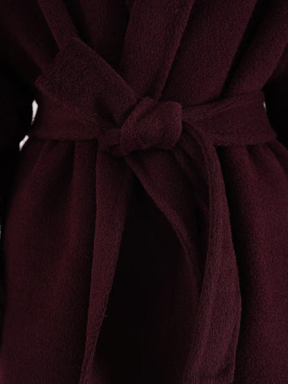 100% Wool Fur Trim Long Sleeve Coat