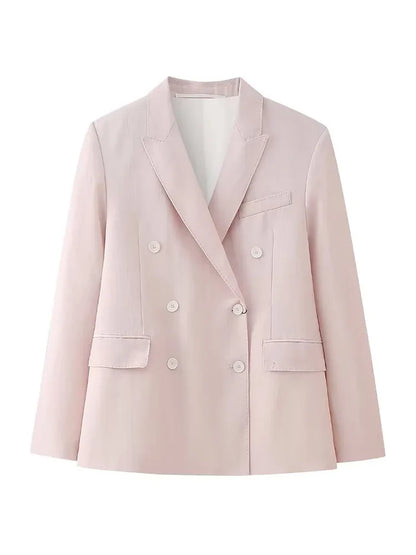Blush Two Piece Pants Double Breasted Blazer Set