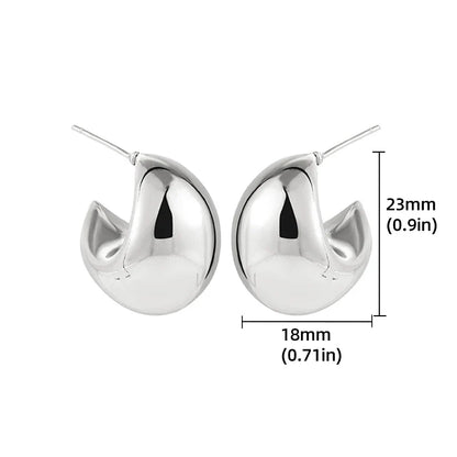 Gold Plated Metal Half Moon Hoop Earrings