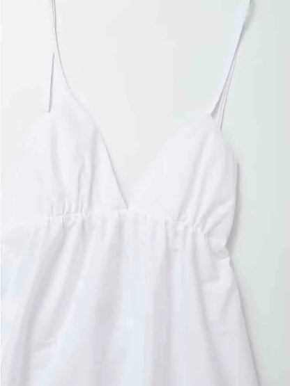Backless White Spaghetti Strap Maxi Dress