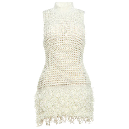 Georgia Beach Crochet Tassel Hem Bodycon Dress