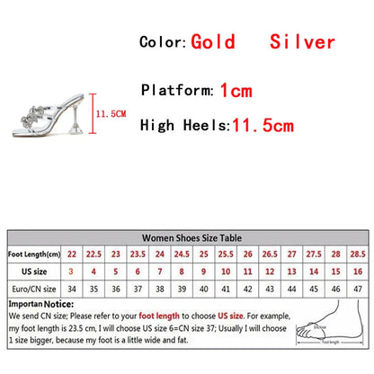 Glitter Rhinestones Slip on Crystal Bowknot High Heels