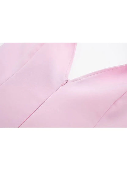 Chic Spring Pink Halter Neck Skort Set