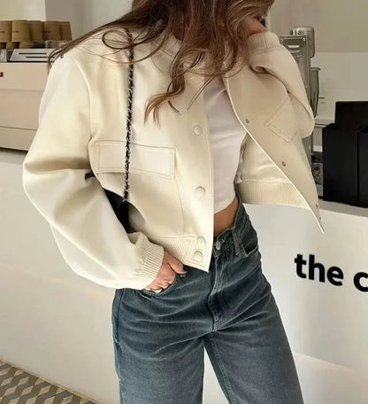 Pocketed Bomber Button Jacket