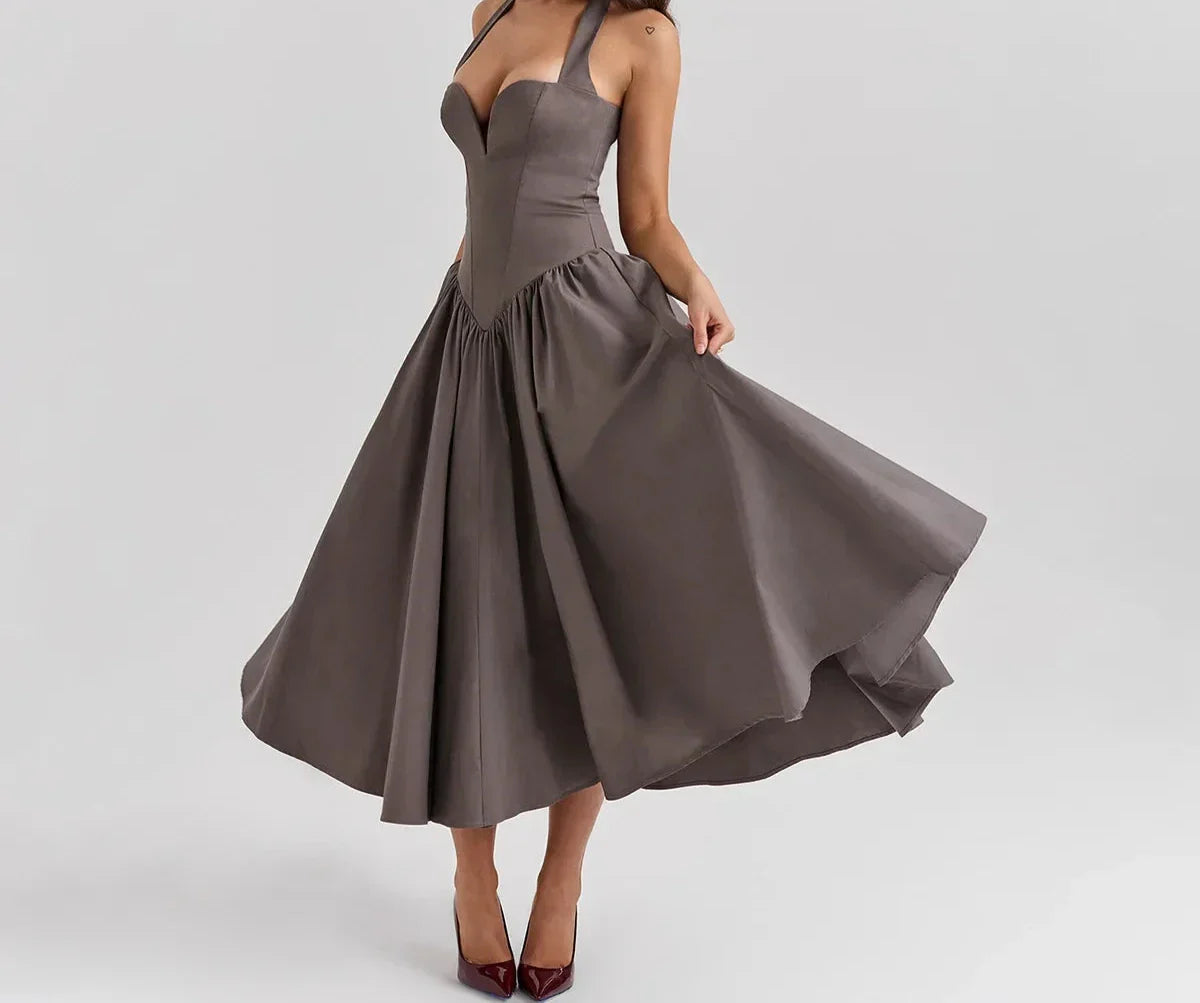 Luxe Halter Flare Marilyn Dress
