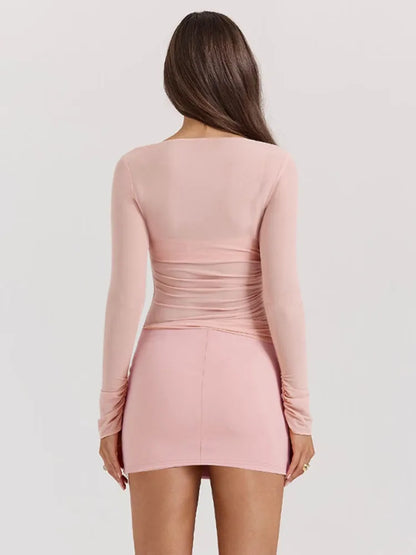 Two Piece Top And Mini Bodycon Skirt Set