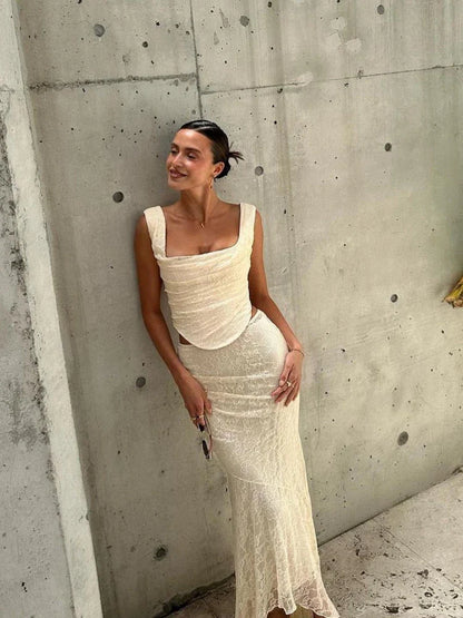 Luxe Vintage Lace Corset and Maxi Skirt