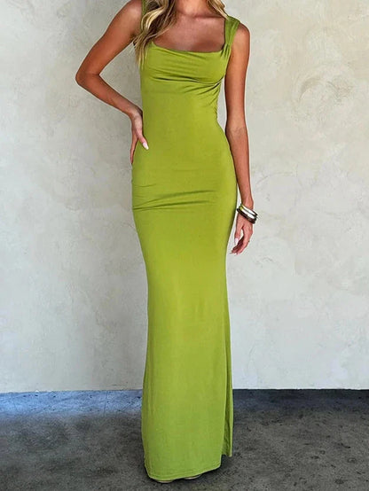 Double Shoulder Straps Backless Maxi Dress