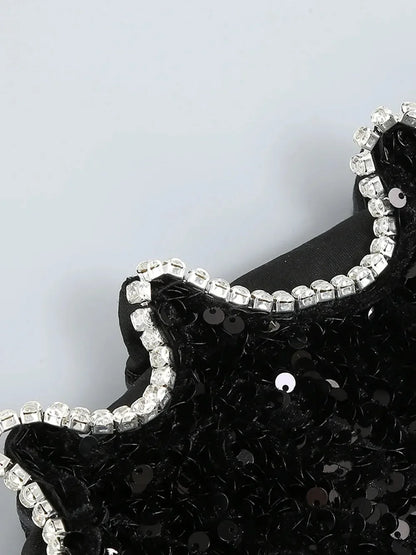 Luxe Black Long Sleeve Sequin Off Shoulder Mini Dress
