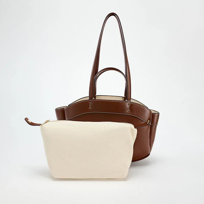 Faux Leather Retro Tote Bag