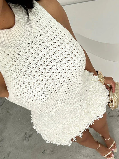 Georgia Beach Crochet Tassel Hem Bodycon Dress
