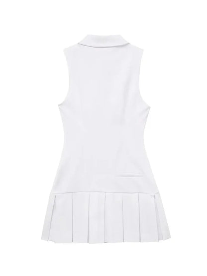 Pleated Sleeveless Mini Shirt Dress
