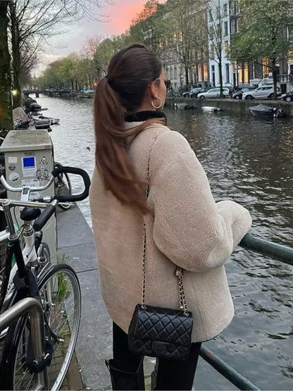 Wool Metal Buckle Single-Breasted Coat