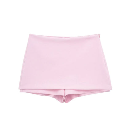 V-Neck Zipper Top & Skort Two Piece Set