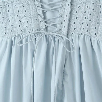 Summer Blue Midi Crochet Dress