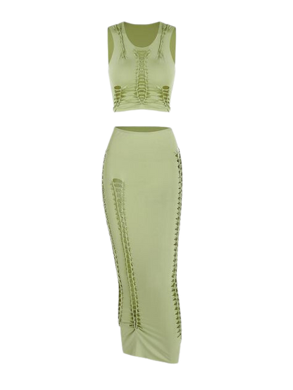 Cut Different Two Piece Skirt Set