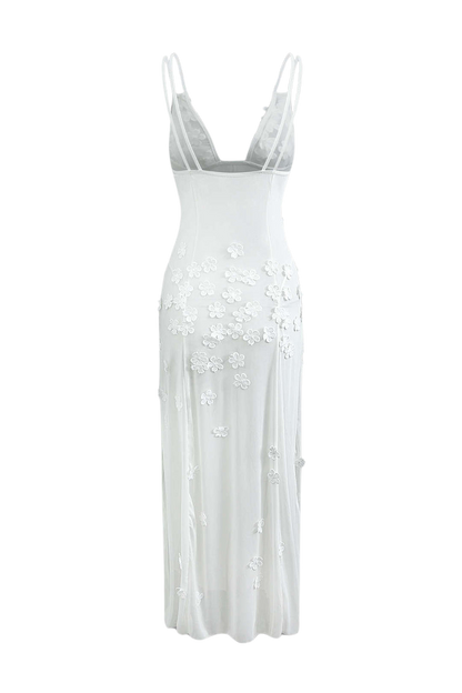 Lace Sheer Floral Flower Maxi Dress