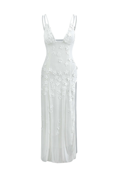 Lace Sheer Floral Flower Maxi Dress